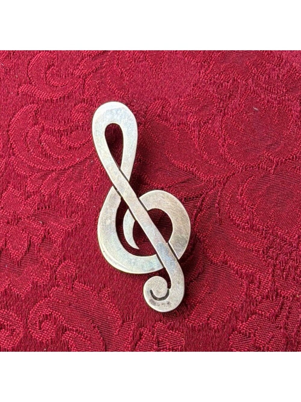 Vintage 925 Sterling Silver Mexico Treble Clef Music Note Brooch Pin Taxco TV94